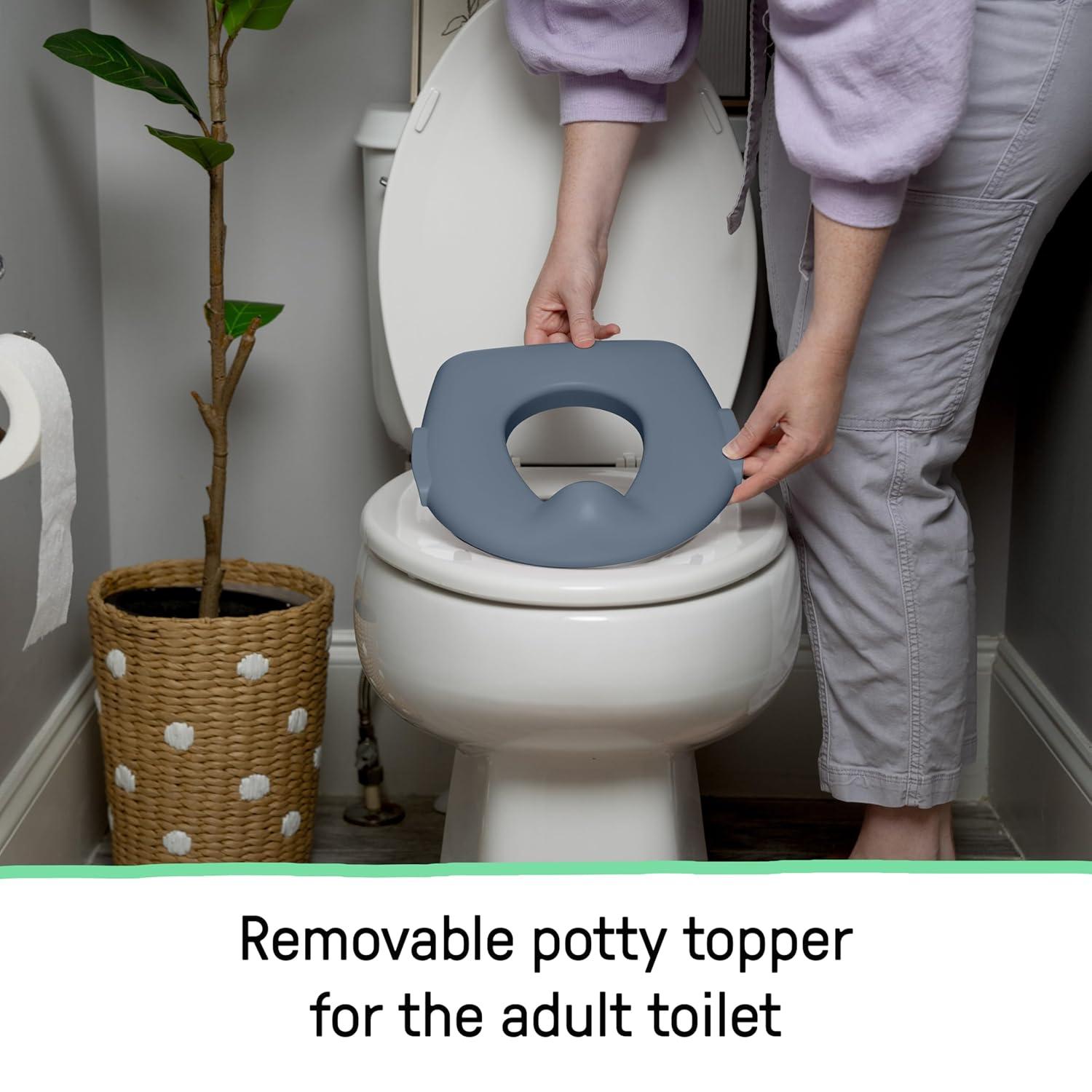 imageIngenuity My Size Potty Pro 2in1 Potty Training Toilet Floor Potty with Removable Potty Seat for Standard Toilets Realistic Flushing Sound For Toddlers Ages 18 months Up to 50 lbBlue