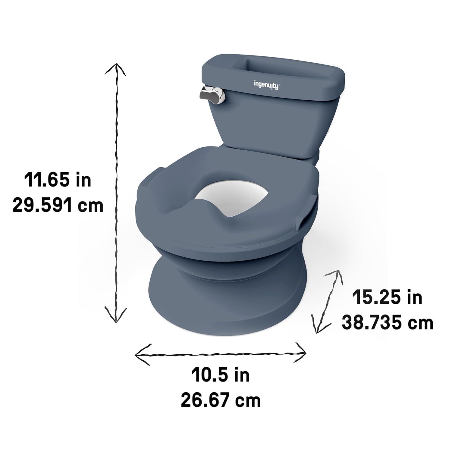 imageIngenuity My Size Potty Pro 2in1 Potty Training Toilet Floor Potty with Removable Potty Seat for Standard Toilets Realistic Flushing Sound For Toddlers Ages 18 months Up to 50 lbBlue