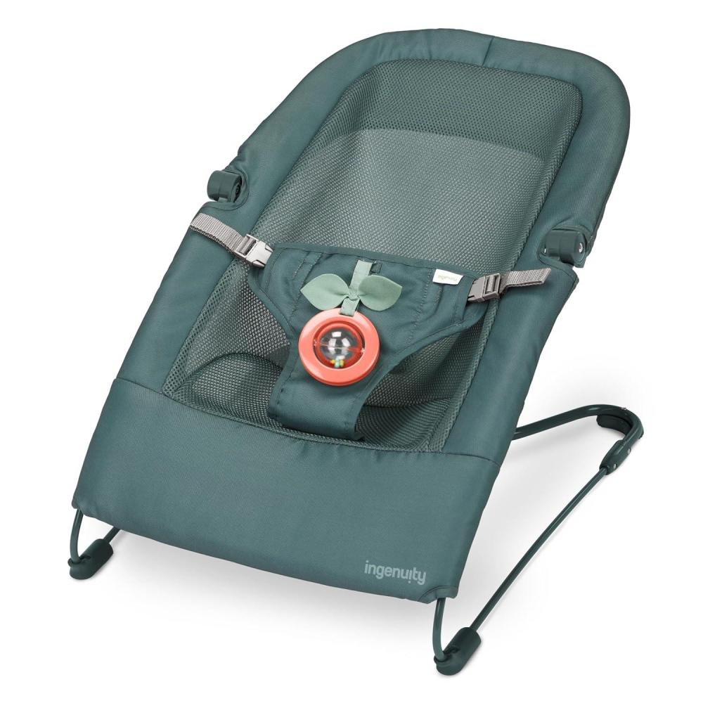 imageIngenuity Stow amp Go Compact Folding Baby Bouncer Lightweight Portable Seat with Vibration amp Toy Grey Under 5 lbsGreen