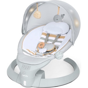 Ingenuity InLighten Baby Swing, 3-in-1 Bounce, Sway & Stationary Seat, Bluetooth Music, Light-Up Canopy, Remote Control, Vibrations, 5-Point Harness, Pebble Shore(Pebble Shore)