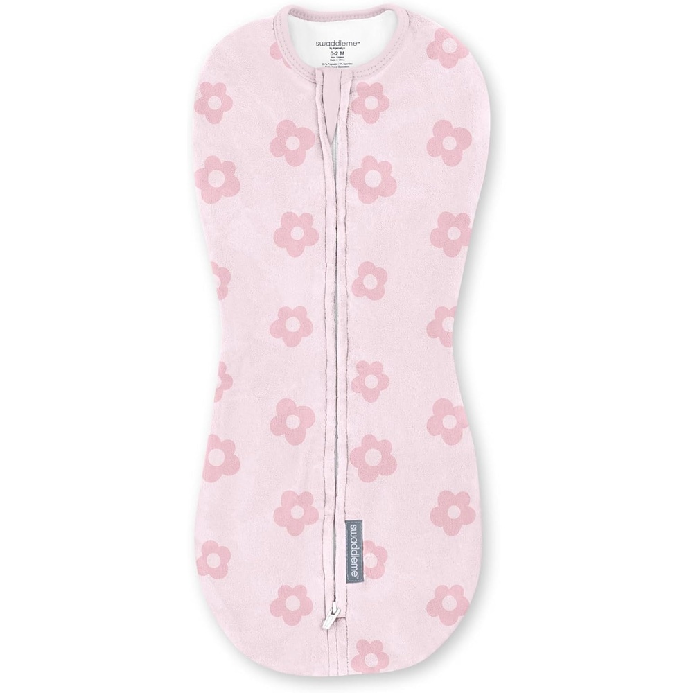 imageSwaddleMe by Ingenuity Compression Baby Swaddle Pod TwoWay Zipper for Easy Diaper Changes Improves Sleep amp Calms Startle Reflex 02 Months 10 TOG 1Pack  Flower ConfettiFlower Confetti
