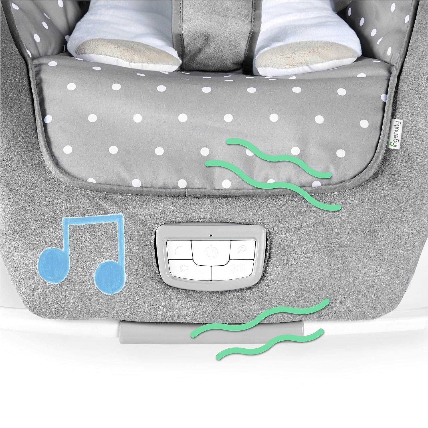 image:imageIngenuity Boutique Collection Plush Modern Baby Rocker amp Stationary Seat with Vibrations Easy Fold 030 Months Up to 40 lbs Bella TeddyCuddle Lamb