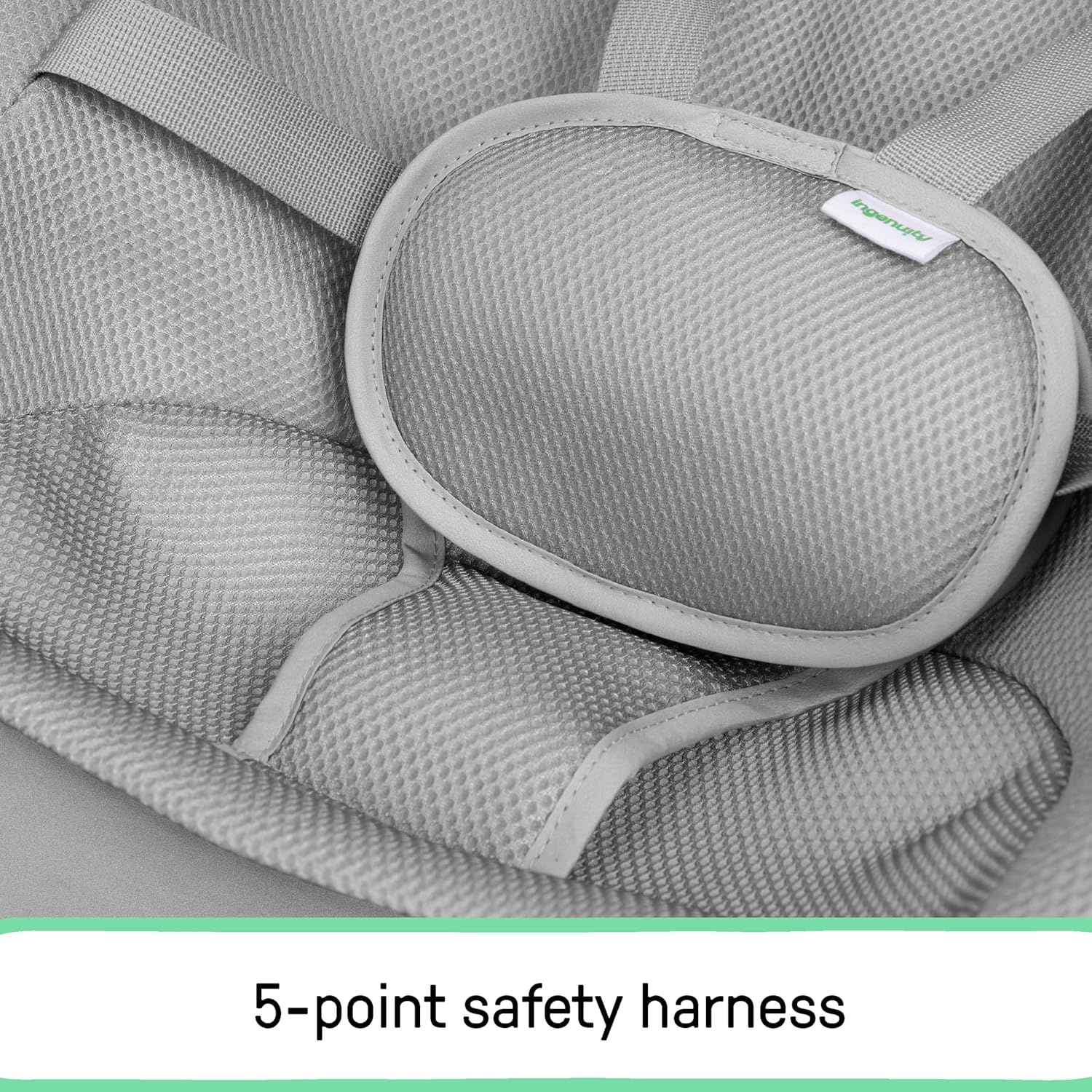 image:imageIngenuity Nestle Vibrating Rocker Lightweight Foldable Infant Seat with Breathable Fabric 2Position Recline Mini Vibration Unit 5Point Harness Travel BagGray
