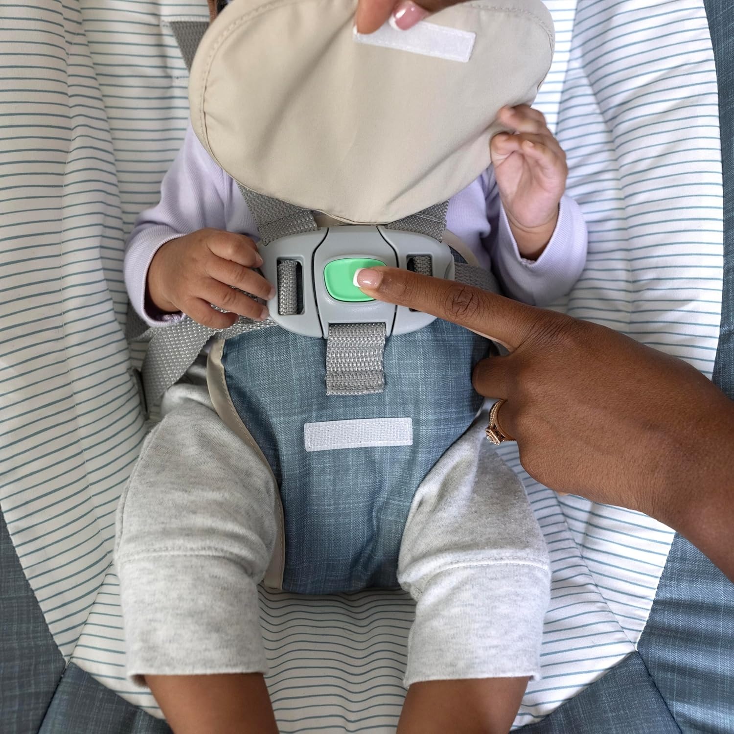 image:imageIngenuity SimpleComfort Compact Baby Swing Rotating Seat Swings in 3 Directions 6 Speeds 8 Melodies amp 3 Nature Sounds Ages 09 Months Up to 20 Pounds PinkChambray