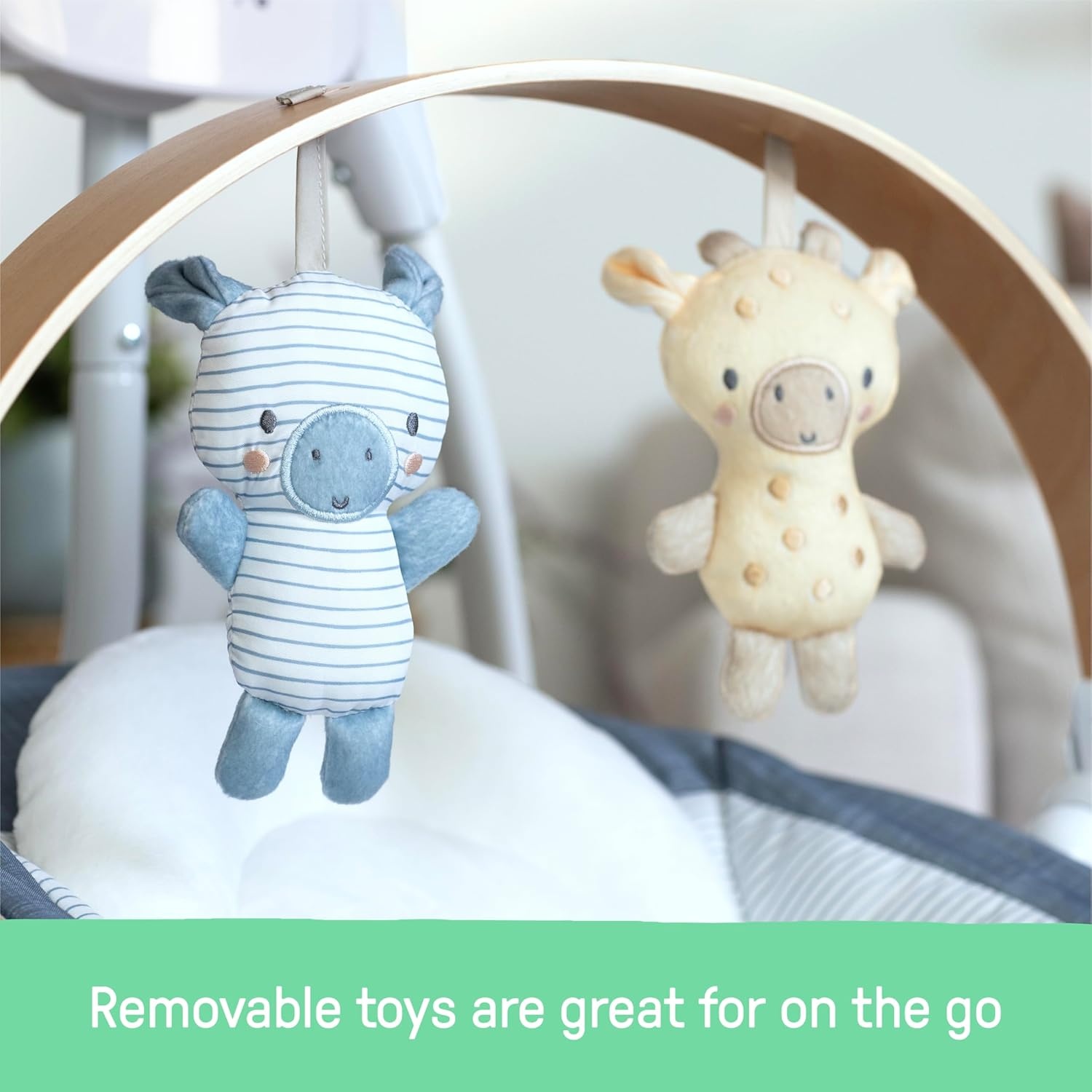 image:imageIngenuity SimpleComfort Compact Baby Swing Rotating Seat Swings in 3 Directions 6 Speeds 8 Melodies amp 3 Nature Sounds Ages 09 Months Up to 20 Pounds PinkChambray