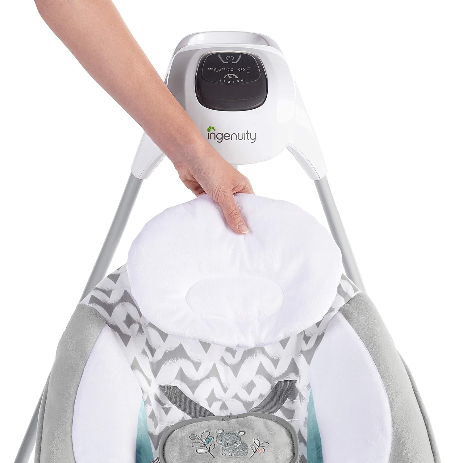 image:imageIngenuity SimpleComfort Compact Baby Swing Rotating Seat Swings in 3 Directions 6 Speeds 8 Melodies amp 3 Nature Sounds Ages 09 Months Up to 20 Pounds PinkRaylan
