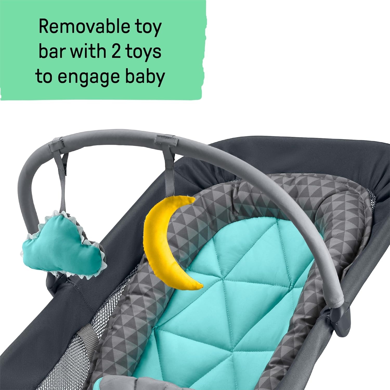 image:imageSummer Infant 2in1 Bouncer amp Rocker Duo Gray and Teal Convenient and Portable Rocker and Bouncer for Babies Includes Soft Toys and Soothing VibrationsGray and Teal