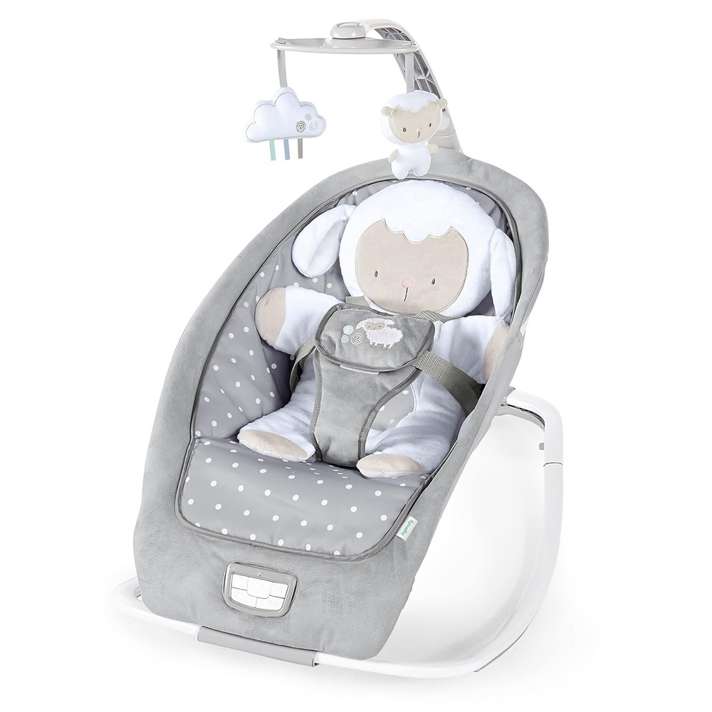 image:imageIngenuity Boutique Collection Plush Modern Baby Rocker amp Stationary Seat with Vibrations Easy Fold 030 Months Up to 40 lbs Bella TeddyCuddle Lamb
