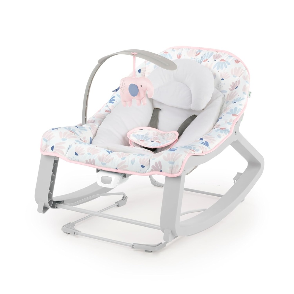 image:imageIngenuity Keep Cozy 3in1 Grow with Me Vibrating Baby Bouncer Seat amp Infant to Toddler Rocker Vibrations amp Toy Bar 030 Months Up to 40 lbs GreenPink Burst