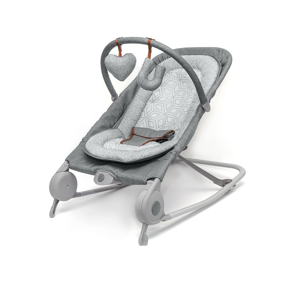 image:imageSummer Infant 2in1 Bouncer amp Rocker Duo Gray and Teal Convenient and Portable Rocker and Bouncer for Babies Includes Soft Toys and Soothing VibrationsHeather Gray