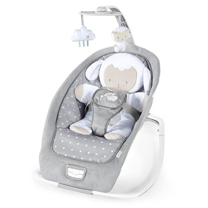 Ingenuity Boutique Collection Plush Modern Baby Rocker & Stationary Seat with Vibrations, Easy Fold, 0-30 Months Up to 40 lbs (Bella Teddy)(Cuddle Lamb)