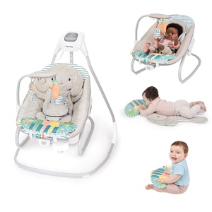 Ingenuity SimpleComfort Compact Baby Swing, Rotating Seat Swings in 3 Directions, 6 Speeds, 8 Melodies & 3 Nature Sounds, Ages 0-9 Months, Up to 20 Pounds – Pink(Sylvi)