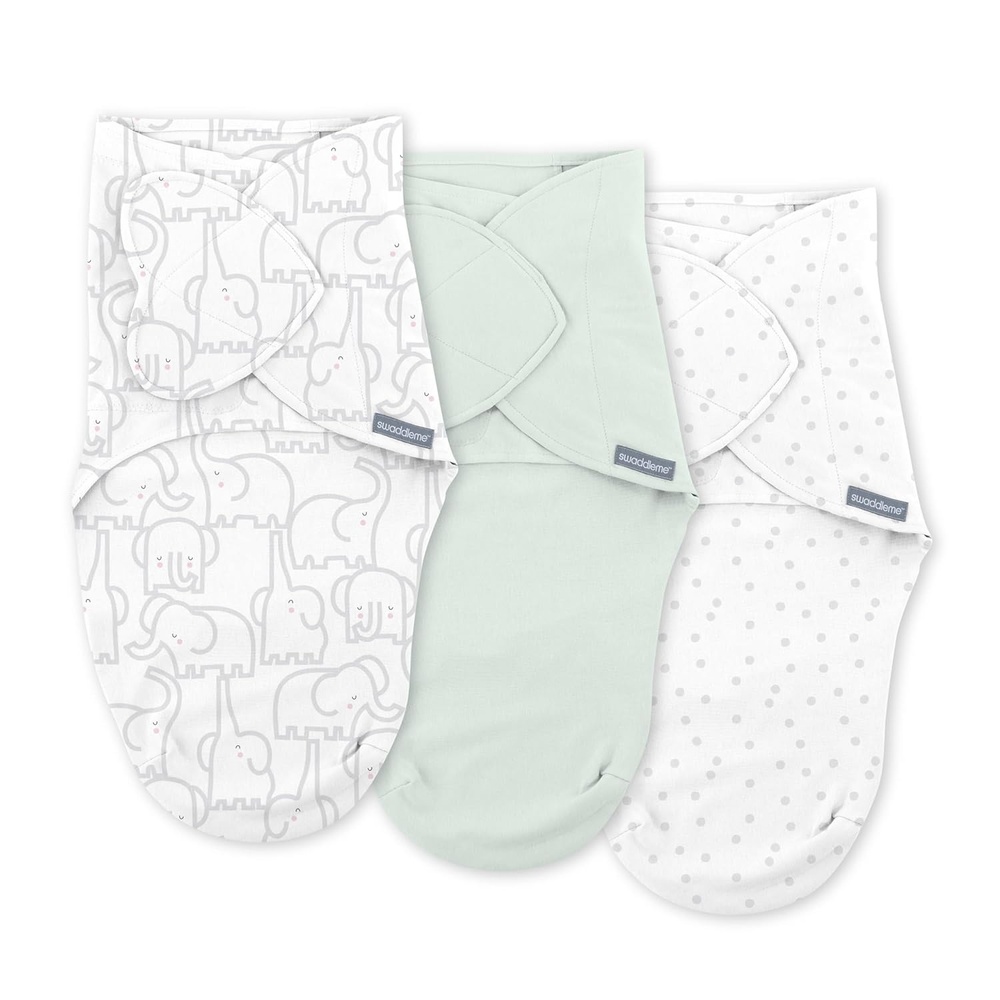 image:imageSwaddleMe by Ingenuity Comfort Pack Baby Swaddle Set Size 03 Months 514 Pounds SwaddleMe Pod Original Swaddle Night Sack 3pk  Koala TreesElephant Dance 3pack