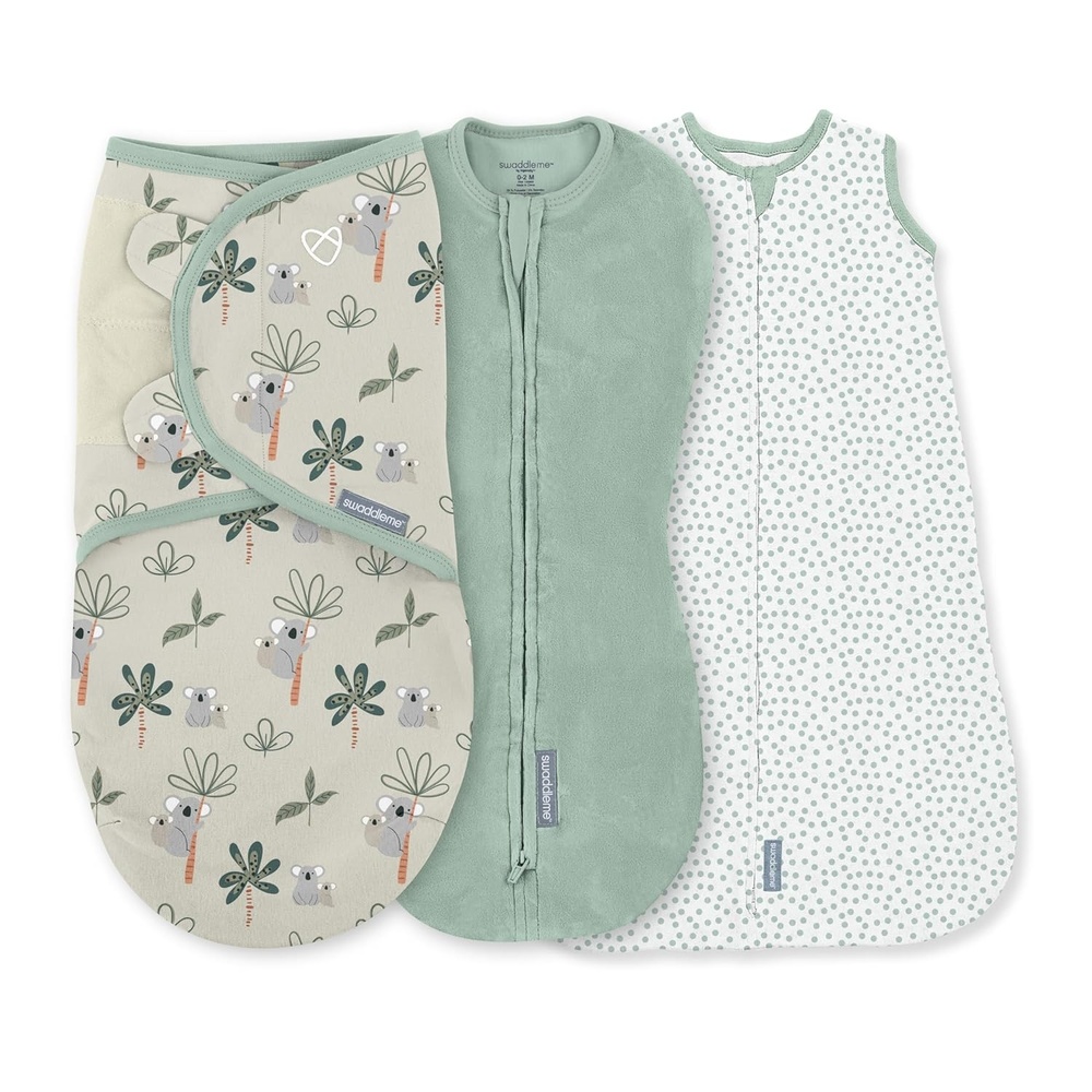 image:imageSwaddleMe by Ingenuity Comfort Pack Baby Swaddle Set Size 03 Months 514 Pounds SwaddleMe Pod Original Swaddle Night Sack 3pk  Koala TreesKoala Trees Comfort Pack
