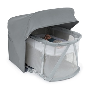 Ingenuity Dream Retreat 3-in-1 Portable Bassinet & Playard, Easy 3-Step Fold, Includes Indoor Outdoor UPF 50+ Light Blocking Shade, Mattress, & Sheet, 0-36 Months – Neutral(Grey)