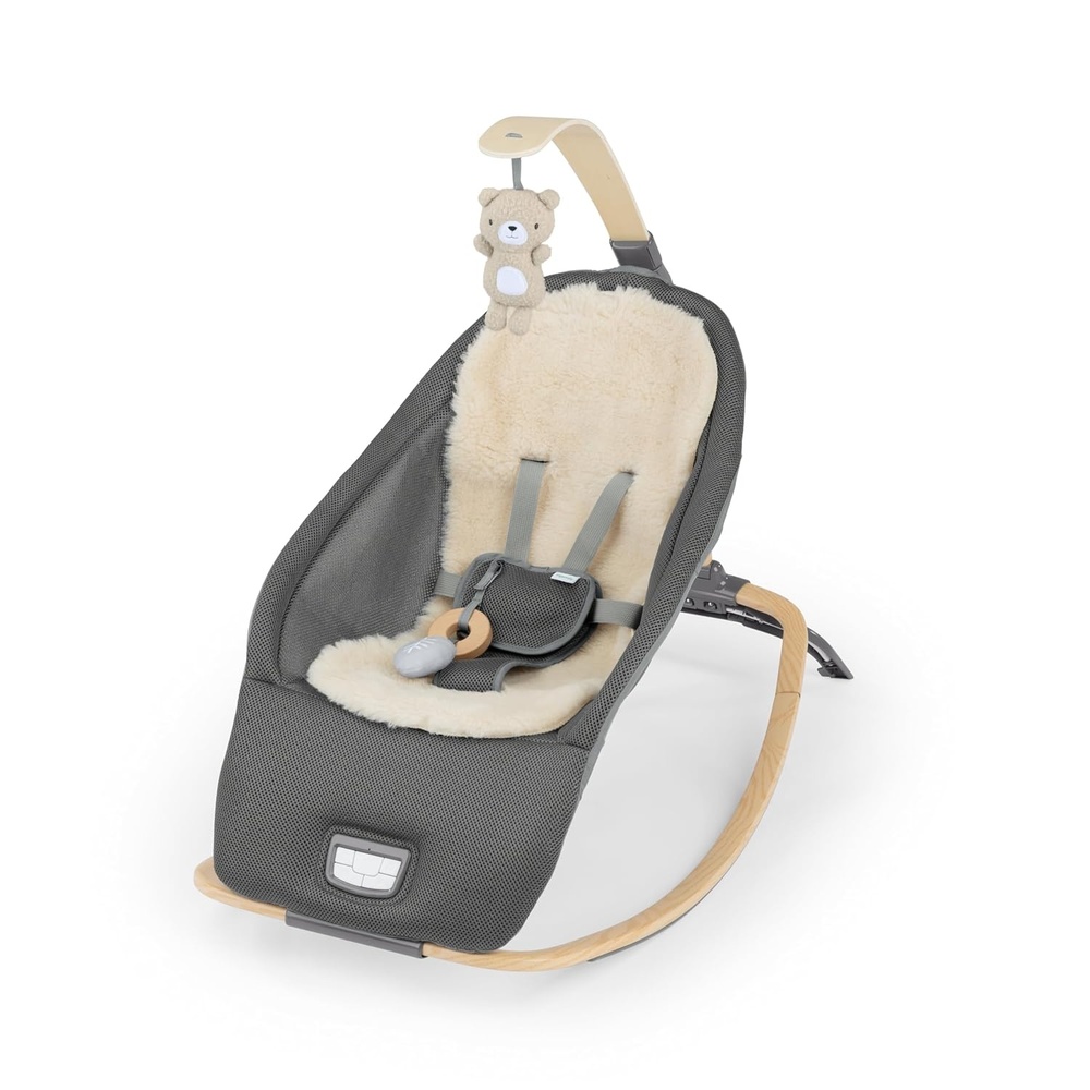 image:imageIngenuity Every Season 2in1 Baby Rocker amp Seat Cooling and Warming Fabrics Detachable Sustainable Wooden Activity Bar Music Vibration for Ages 030 Months Wesley Grey
