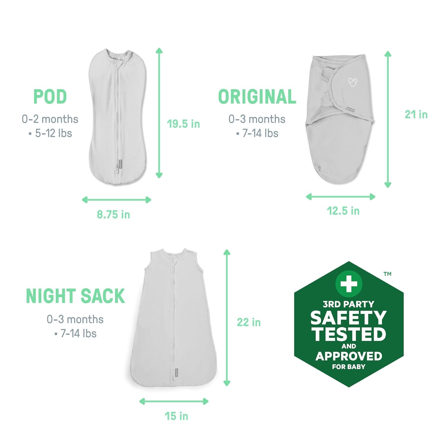 image:imageSwaddleMe by Ingenuity Original Swaddle Size SmallMedium For Ages 03 Months 714 Pounds Up to 26 Inches Long 3Pack Baby Swaddle Blanket WrapMountaineer