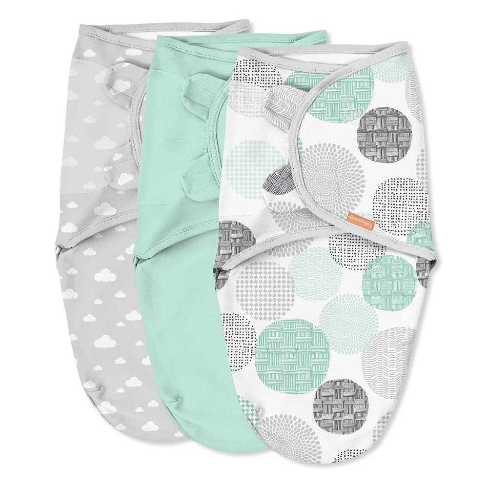 image:imageSwaddleMe by Ingenuity Original Swaddle Size SmallMedium For Ages 03 Months 714 Pounds Up to 26 Inches Long 3Pack Baby Swaddle Blanket WrapFloating Geo