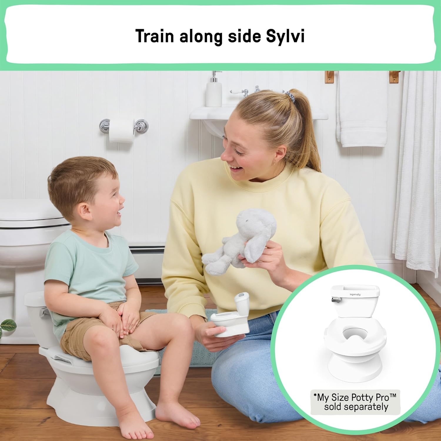 image:imageIngenuity Sylvi Potty Training Kit with Plush Toy and Mini Potty Storybook Sticker Chart amp Parent Guide Playful Toddler Potty Training SetSylvi Kit