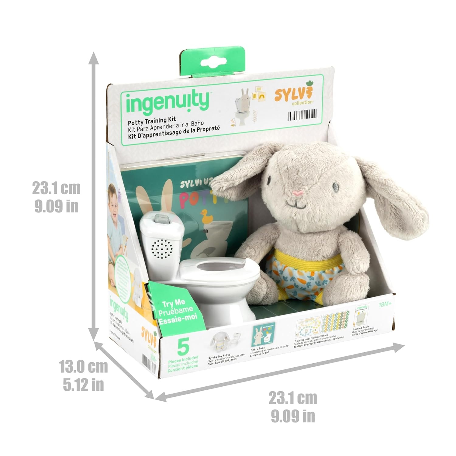image:imageIngenuity Sylvi Potty Training Kit with Plush Toy and Mini Potty Storybook Sticker Chart amp Parent Guide Playful Toddler Potty Training SetSylvi Kit