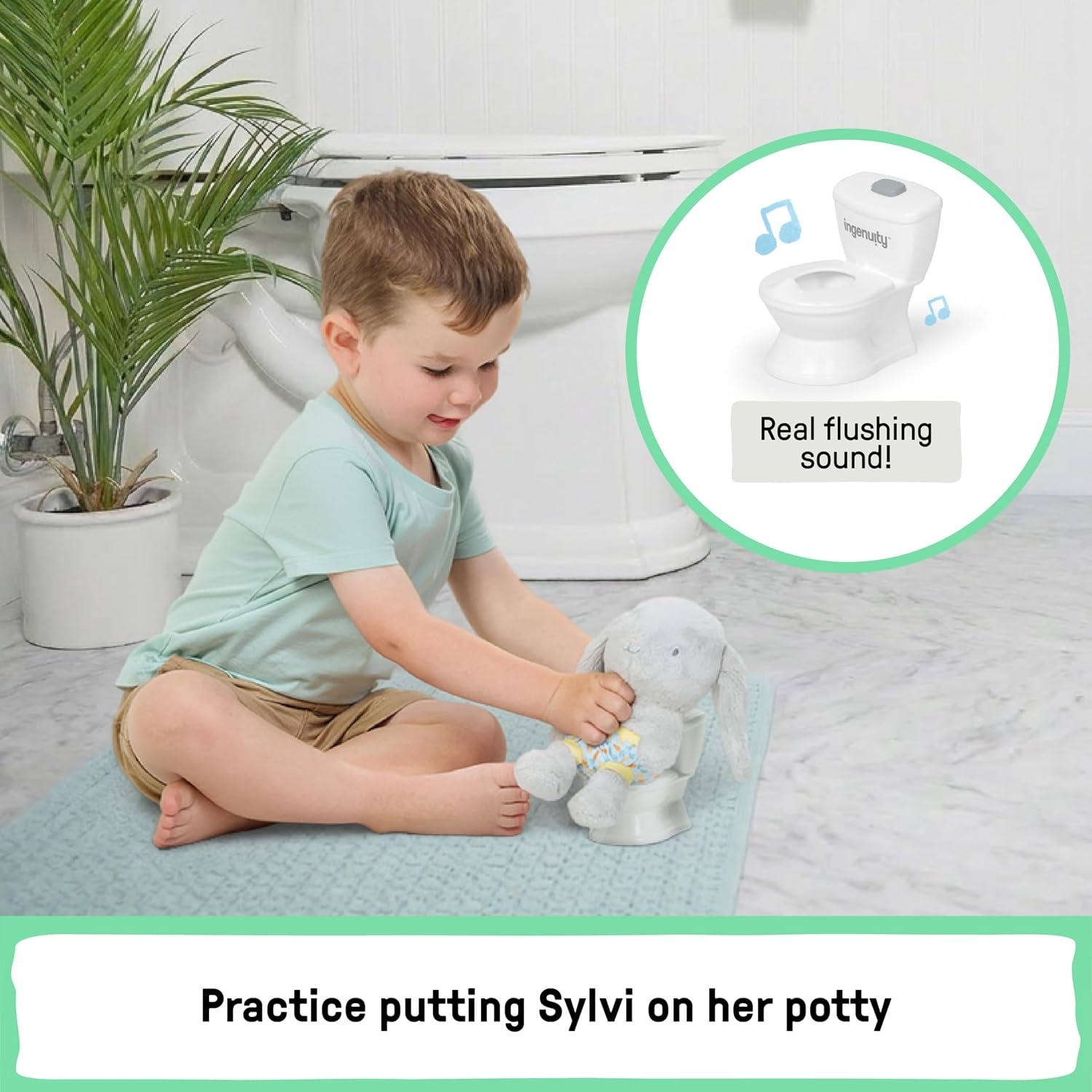 image:imageIngenuity Sylvi Potty Training Kit with Plush Toy and Mini Potty Storybook Sticker Chart amp Parent Guide Playful Toddler Potty Training SetSylvi Kit