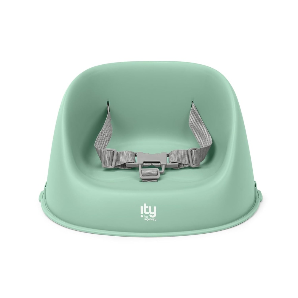 image:imageIngenuity ity by Ingenuity Simplicity Seat EasyClean Baby Booster Feeding Chair 3Point Harness Washable Removable Straps  GreyGreen