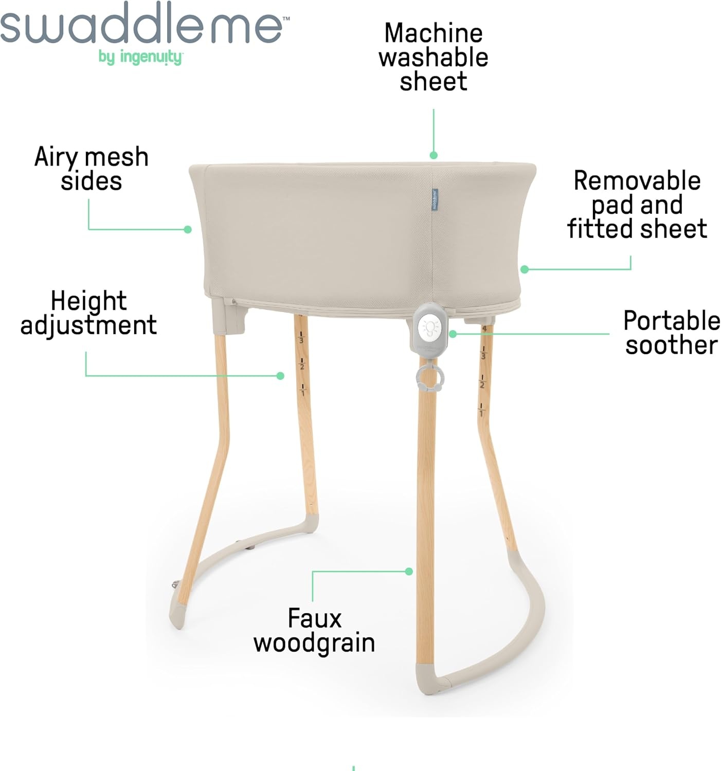image:imageSwaddleMe by Ingenuity Swaddle amp Secure Sleep System Stage 1 Newborn Replacement Swaddle Pod Without Strap 02 MonthsRight Height