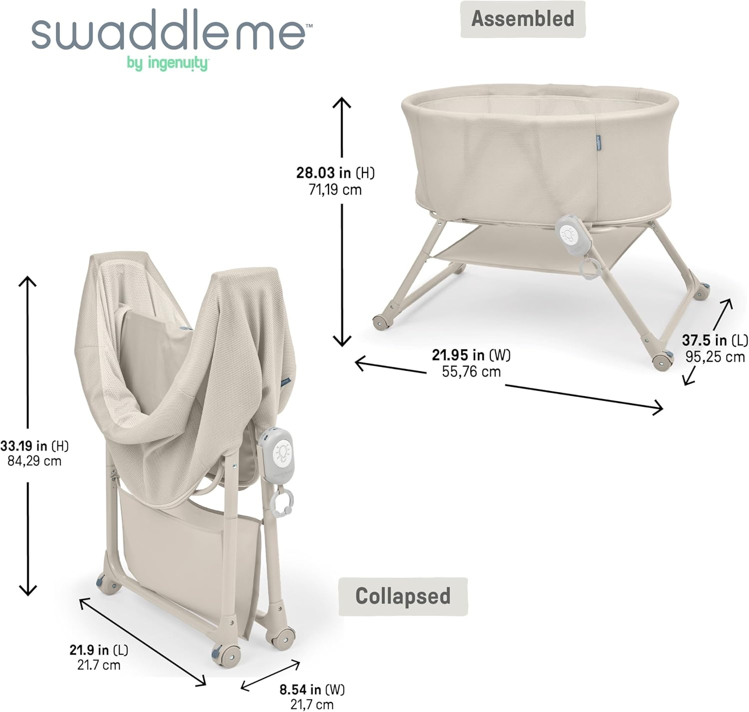image:imageSwaddleMe by Ingenuity Swaddle amp Secure Sleep System Stage 1 Newborn Replacement Swaddle Pod Without Strap 02 MonthsSnooze Stow Bassinet Sand
