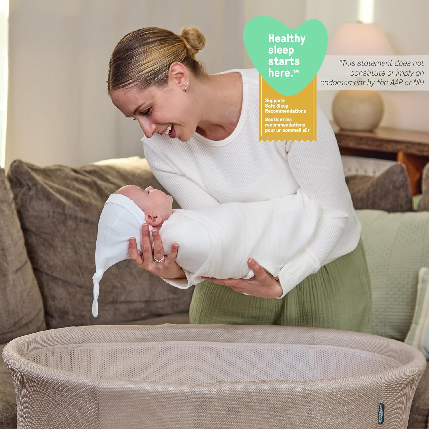 image:imageSwaddleMe by Ingenuity Swaddle amp Secure Sleep System Stage 1 Newborn Replacement Swaddle Pod Without Strap 02 MonthsSnooze Stow Bassinet Sand