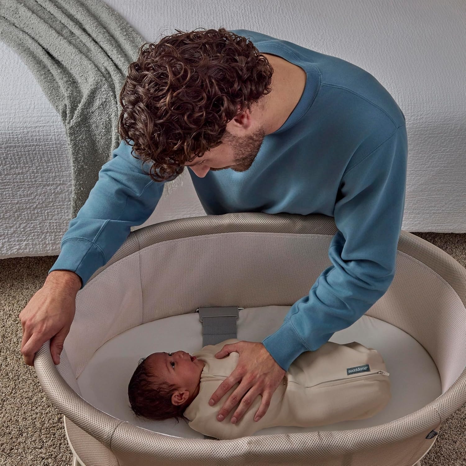 image:imageSwaddleMe by Ingenuity Swaddle amp Secure Sleep System Stage 1 Newborn Replacement Swaddle Pod Without Strap 02 MonthsSnooze Stow Bassinet Sand