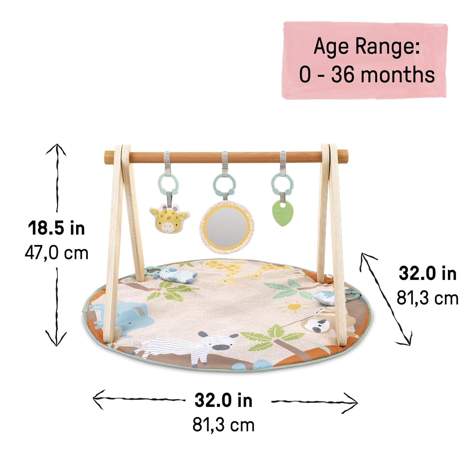 image:imageIngenuity One Bar Baby Play Gym Sunny Nest Foldable 3in1 Activity Gym amp Play Mat with Toy Bar Sensory Toys Tummy Time Play NewbornNeutral