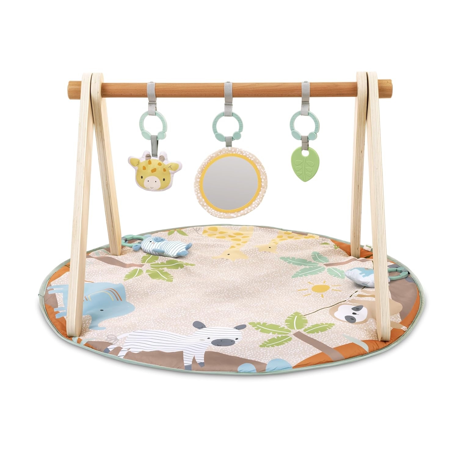 image:imageIngenuity One Bar Baby Play Gym Sunny Nest Foldable 3in1 Activity Gym amp Play Mat with Toy Bar Sensory Toys Tummy Time Play NewbornNeutral