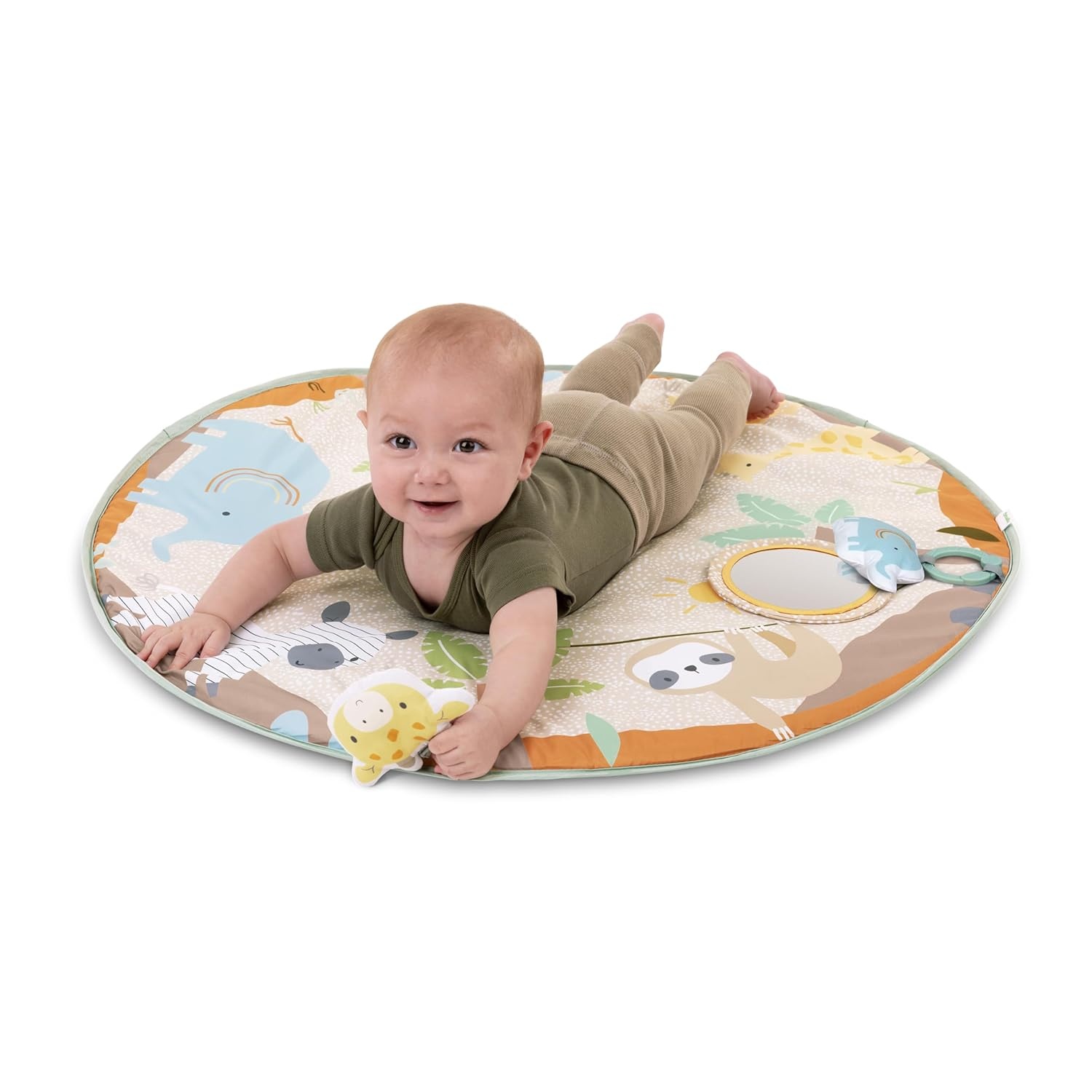 image:imageIngenuity One Bar Baby Play Gym Sunny Nest Foldable 3in1 Activity Gym amp Play Mat with Toy Bar Sensory Toys Tummy Time Play NewbornNeutral