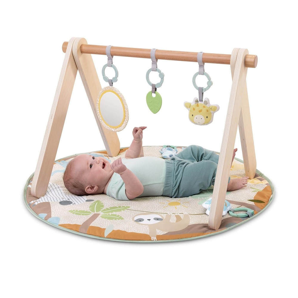 image:imageIngenuity One Bar Baby Play Gym Sunny Nest Foldable 3in1 Activity Gym amp Play Mat with Toy Bar Sensory Toys Tummy Time Play NewbornNeutral
