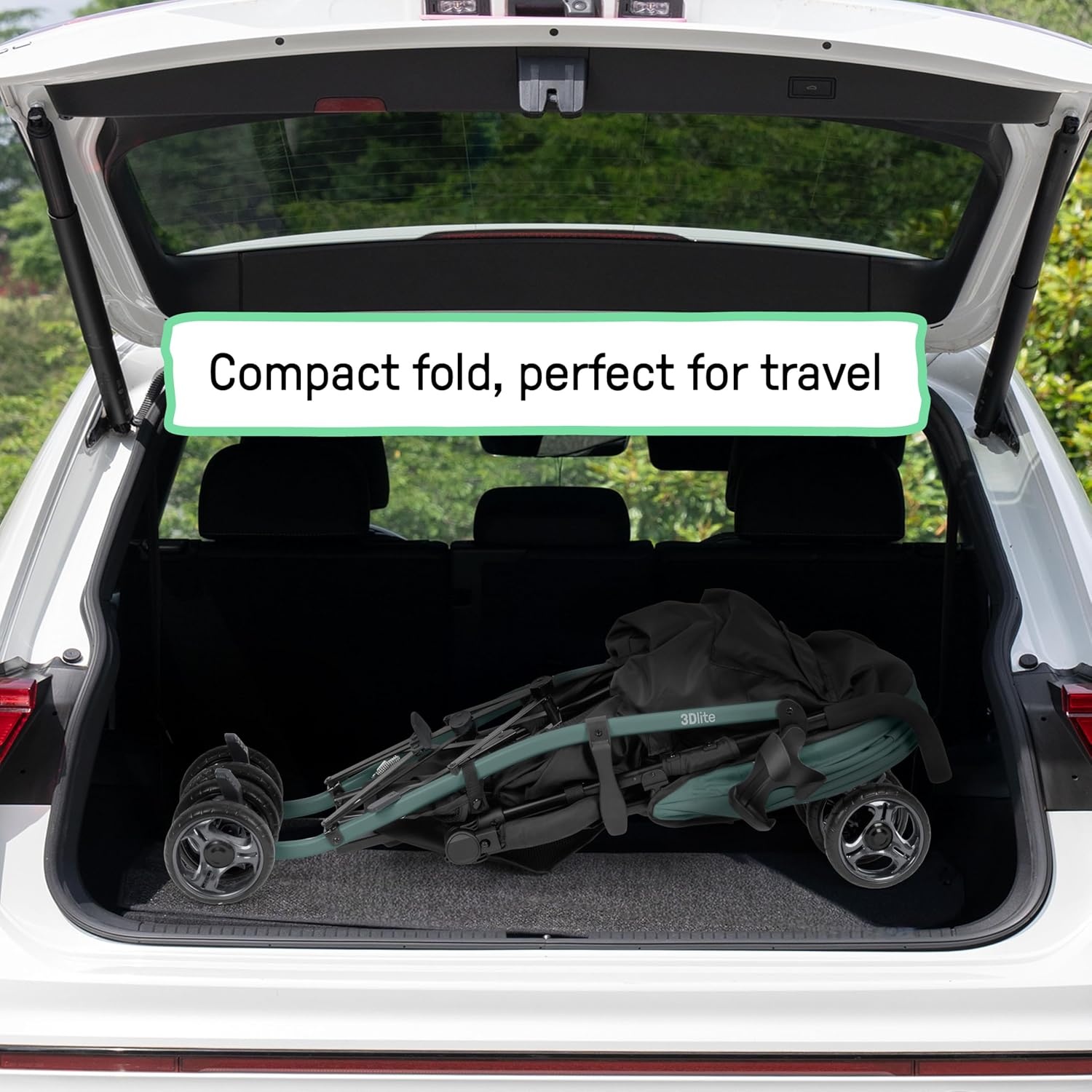 image:imageIngenuity 3Dlite Jewel Convenience Stroller Lightweight Folding Stroller with Car Seat Compatibility ExtraLarge Canopy amp StorageGreen