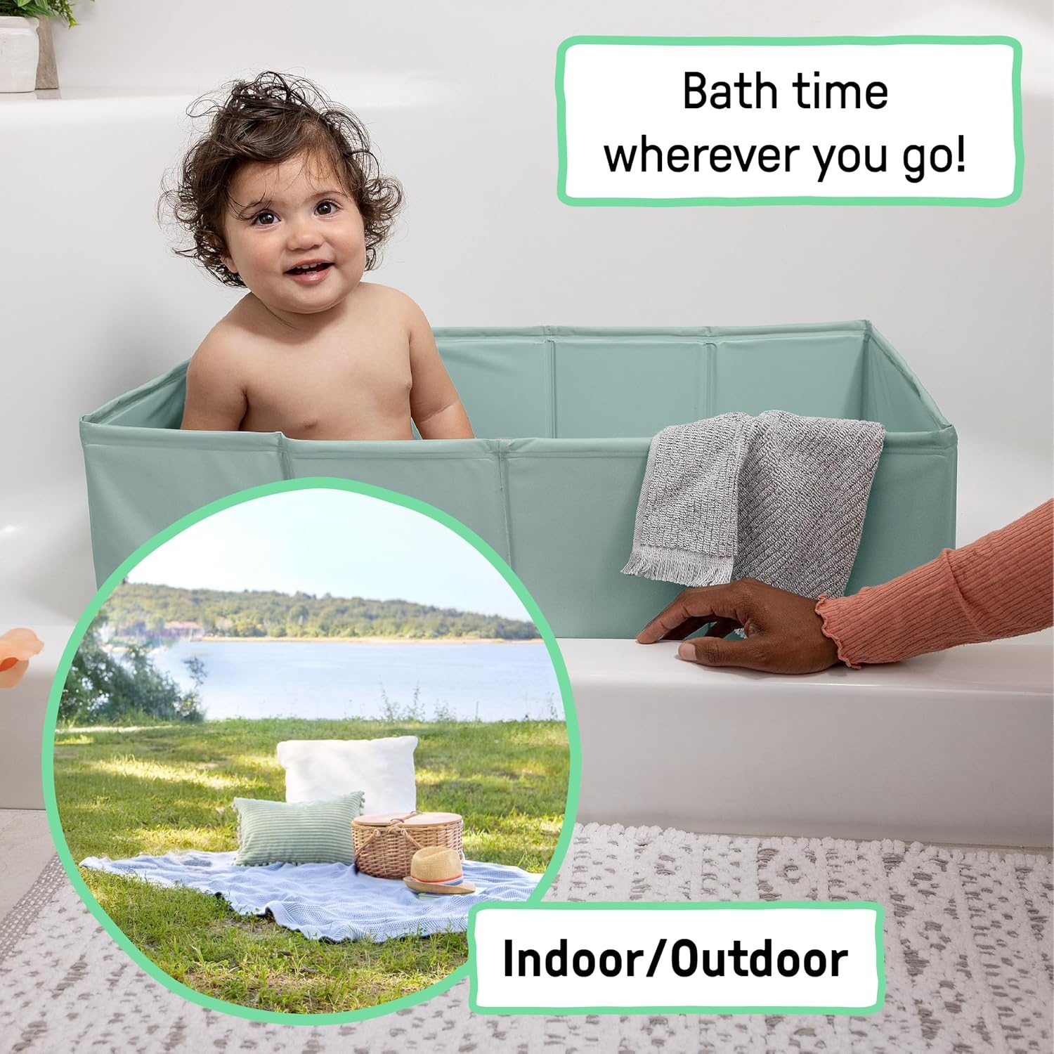 image:imageIngenuity Tuckaway Toddler Folding Tub amp Foldaway 2Position Baby Bath Seat Portable Bathtub for Travel Adjustable Support for Sink or Shower Easy to Clean Ages 05 YearsPink