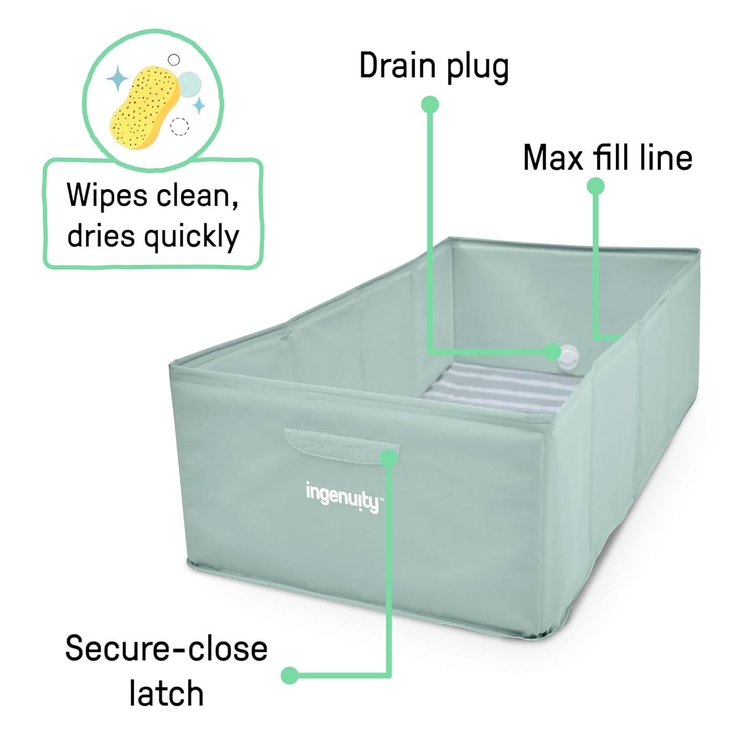 image:imageIngenuity Tuckaway Toddler Folding Tub amp Foldaway 2Position Baby Bath Seat Portable Bathtub for Travel Adjustable Support for Sink or Shower Easy to Clean Ages 05 YearsPink