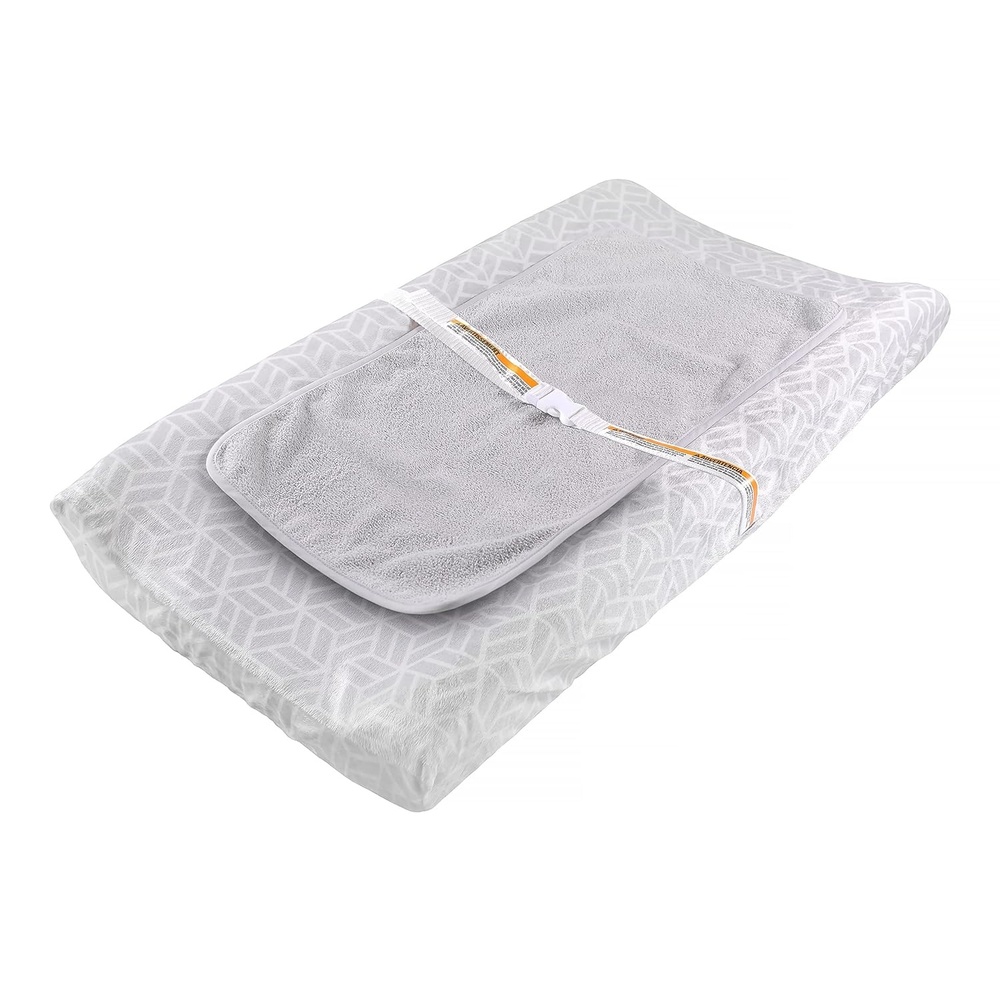 image:imageIngenuity 2in1 Quick Change Duo Changing Pad with Travel Liner  Wipeable WaterResistant Vinyl Contoured Sides amp Safety StrapGray