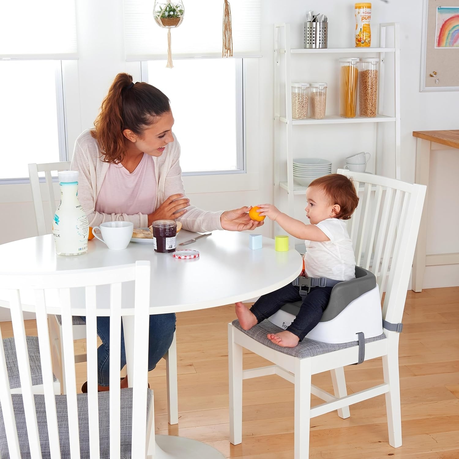 image:imageIngenuity SmartClean Toddler Booster Seat for Dining Table with 3Point Harness Straps PinkSlate