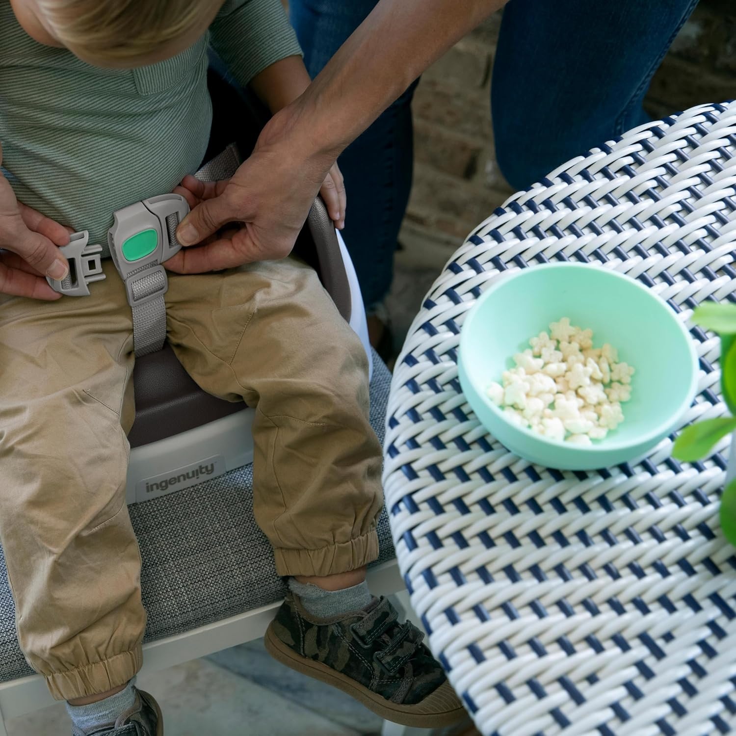 image:imageIngenuity SmartClean Toddler Booster Seat for Dining Table with 3Point Harness Straps PinkSlate