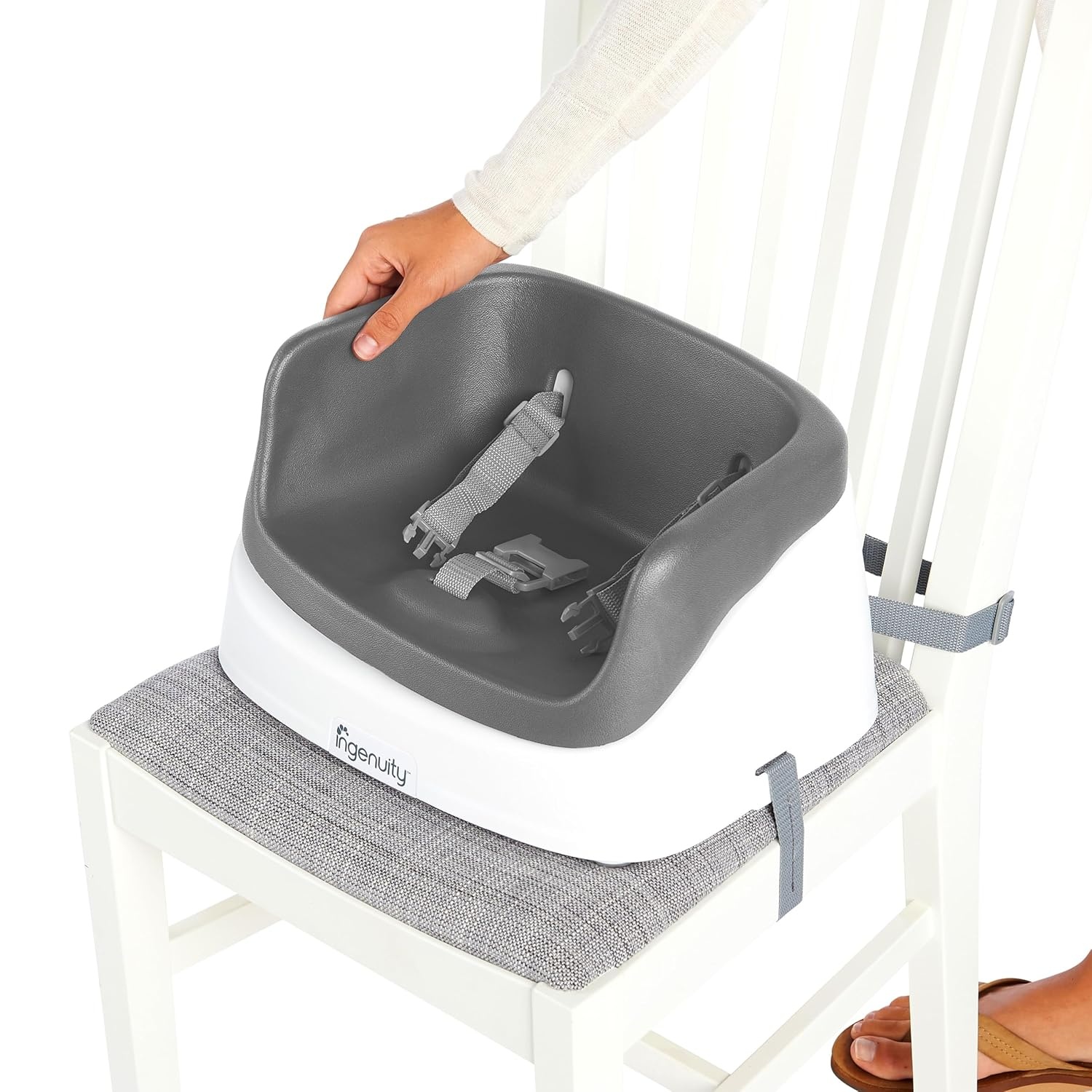 image:imageIngenuity SmartClean Toddler Booster Seat for Dining Table with 3Point Harness Straps PinkSlate