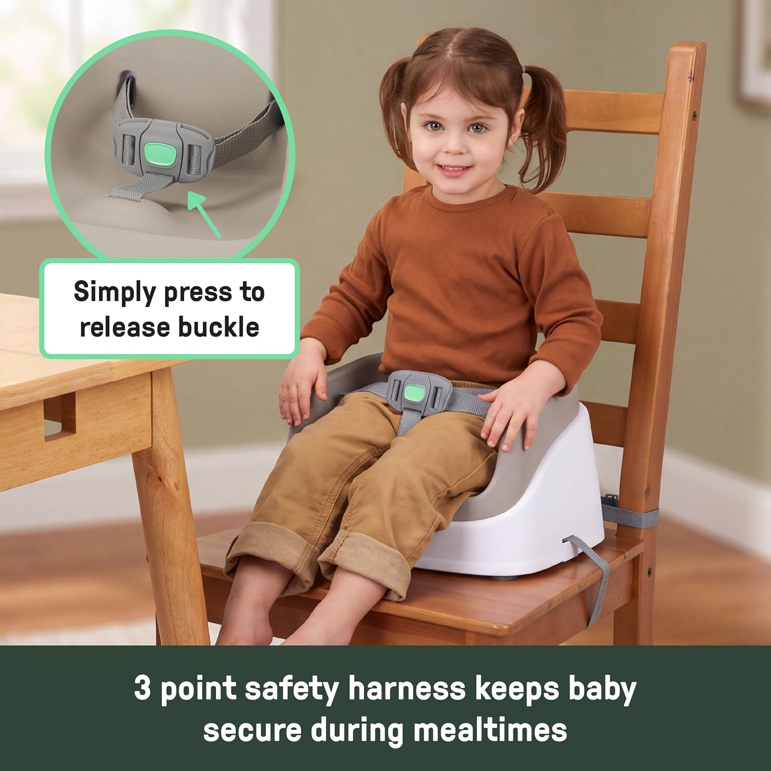 image:imageIngenuity SmartClean Toddler Booster Seat for Dining Table with 3Point Harness Straps Pinkoat