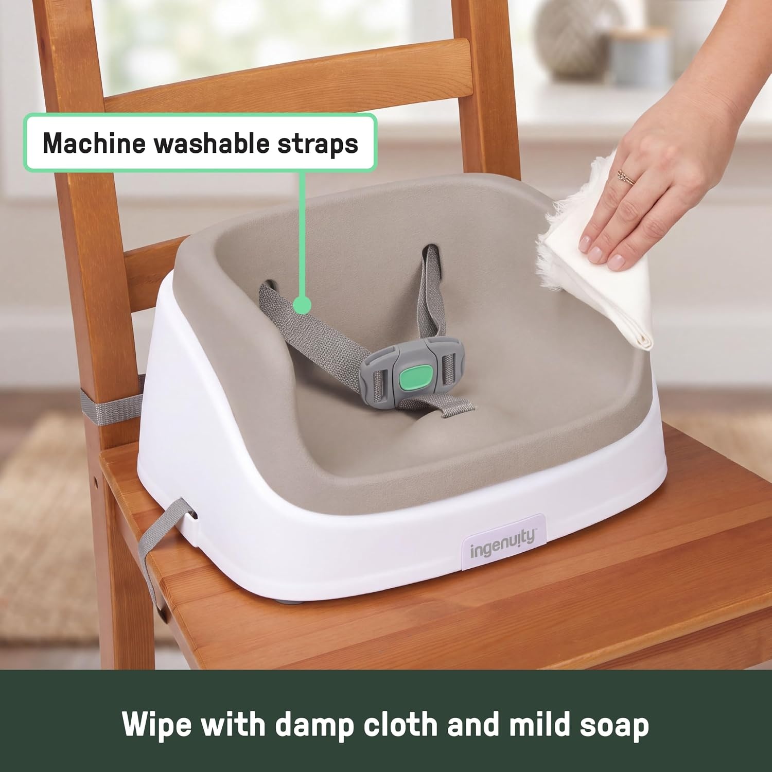 image:imageIngenuity SmartClean Toddler Booster Seat for Dining Table with 3Point Harness Straps Pinkoat