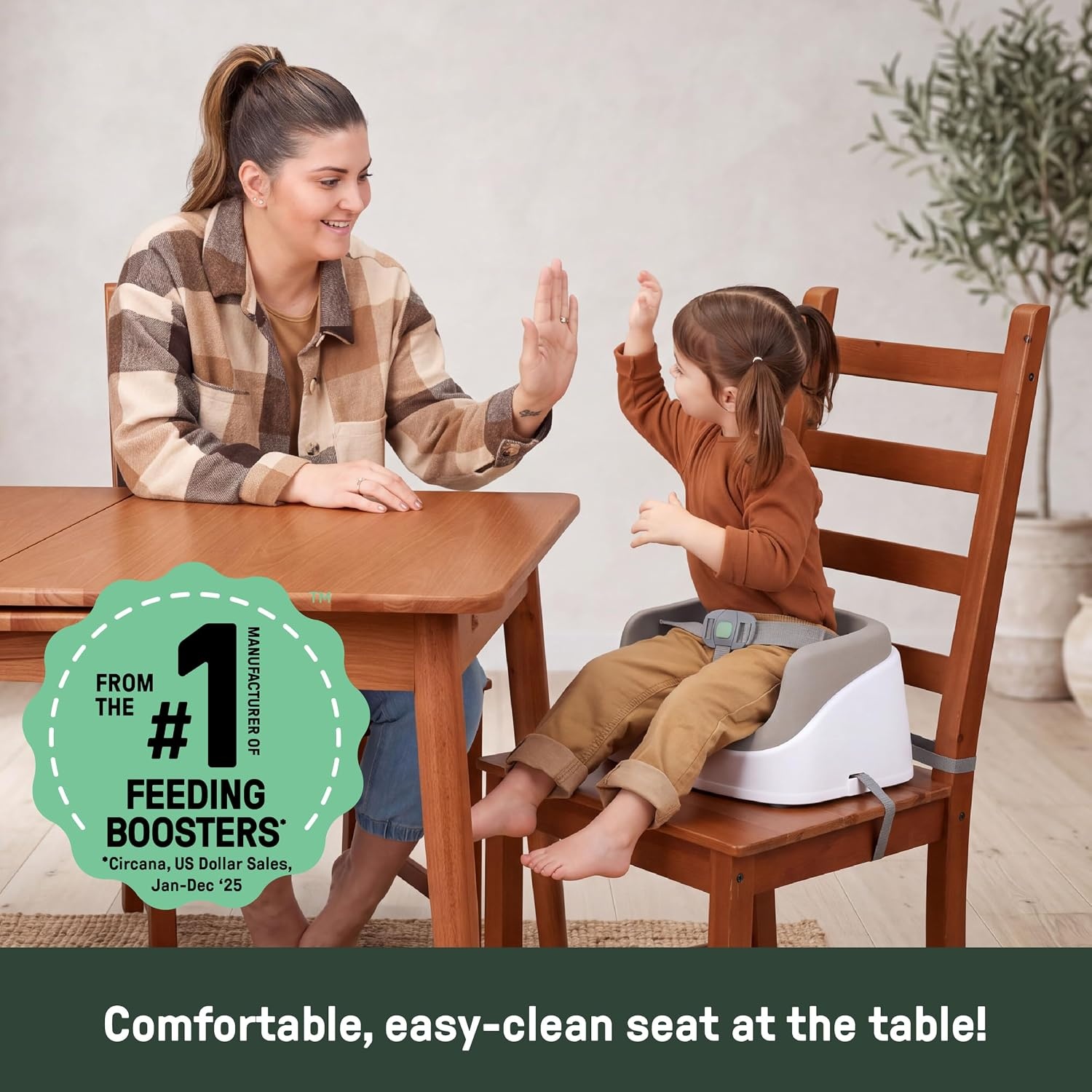 image:imageIngenuity SmartClean Toddler Booster Seat for Dining Table with 3Point Harness Straps Pinkoat