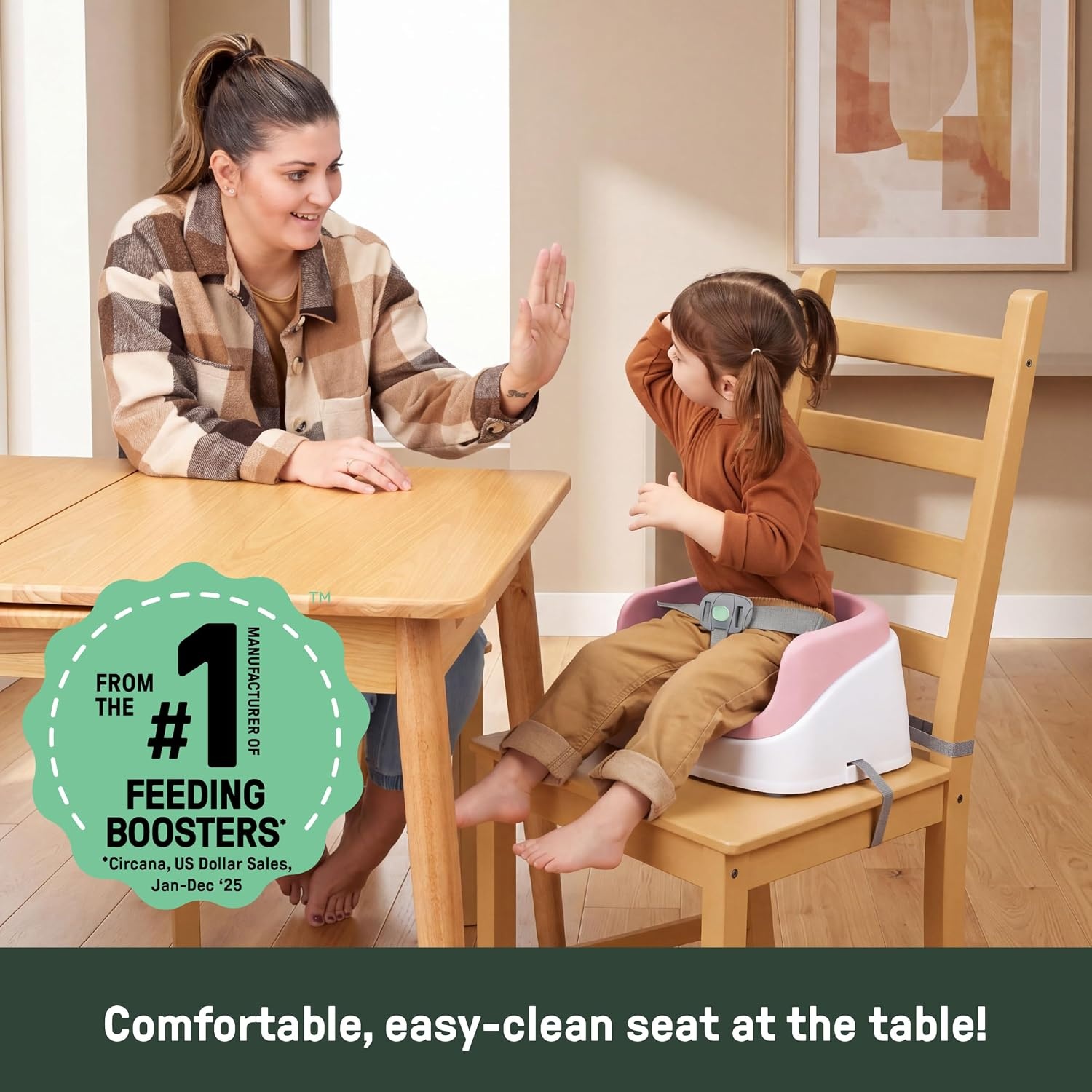 image:imageIngenuity SmartClean Toddler Booster Seat for Dining Table with 3Point Harness Straps Pinkpink