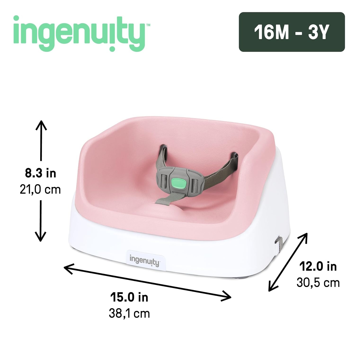 image:imageIngenuity SmartClean Toddler Booster Seat for Dining Table with 3Point Harness Straps Pinkpink