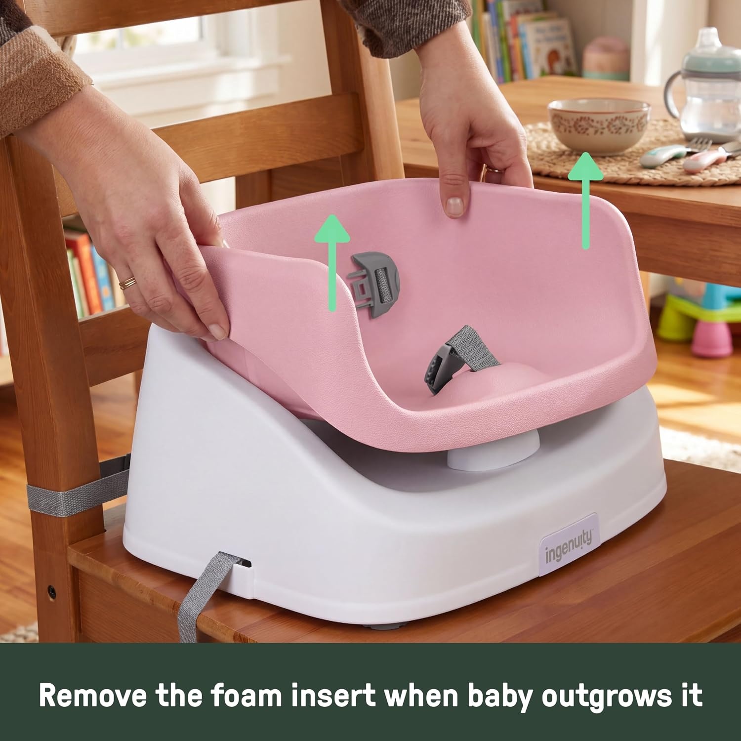 image:imageIngenuity SmartClean Toddler Booster Seat for Dining Table with 3Point Harness Straps Pinkpink