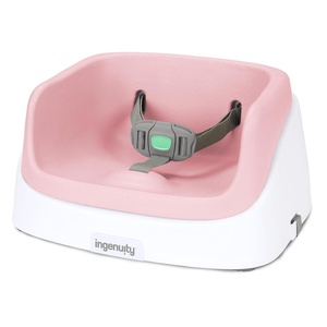 Ingenuity SmartClean Toddler Booster Seat for Dining Table with 3-Point Harness Straps, Pink(pink)
