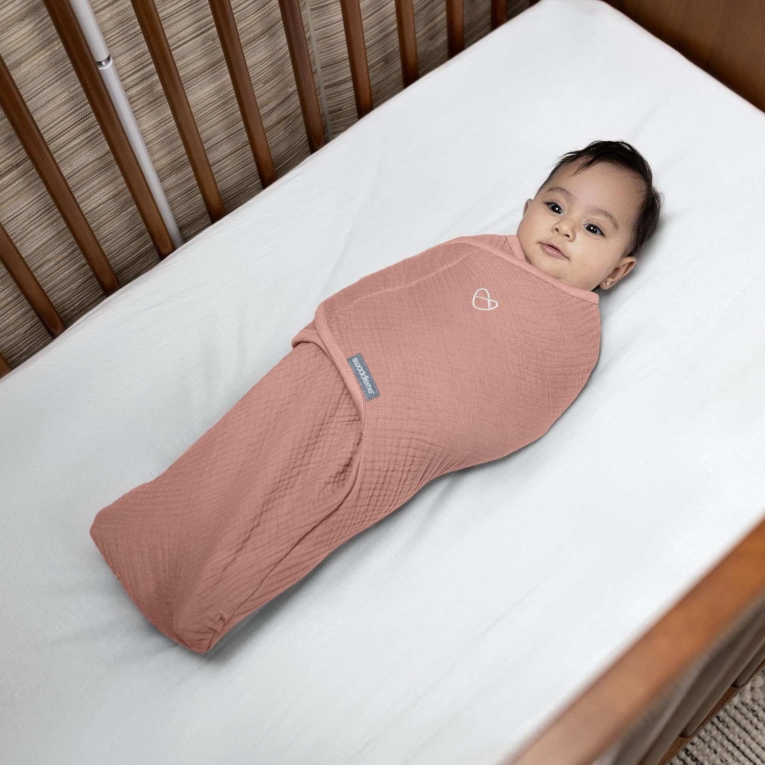 image:imageIngenuity SwaddleMe 100 Cotton Muslin Original Baby Swaddle Blush Stage 1 Pack of 4Stage 1