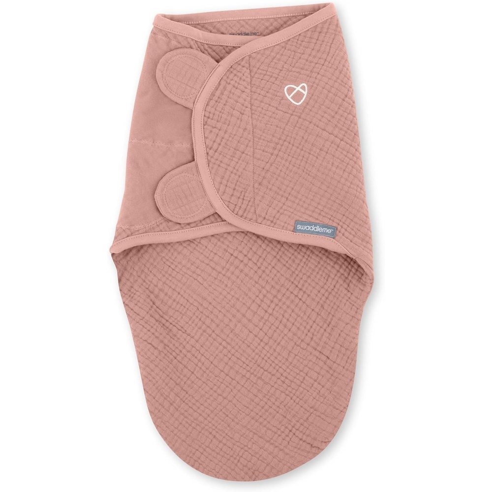 image:imageIngenuity SwaddleMe 100 Cotton Muslin Original Baby Swaddle Blush Stage 1 Pack of 4Stage 1